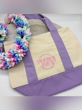 NEW Trader Joe’s Mini Canvas Tote Bag - Limited Edition Pastel Purple